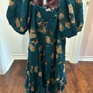 Chic Soul Teal Floral Mini Dress